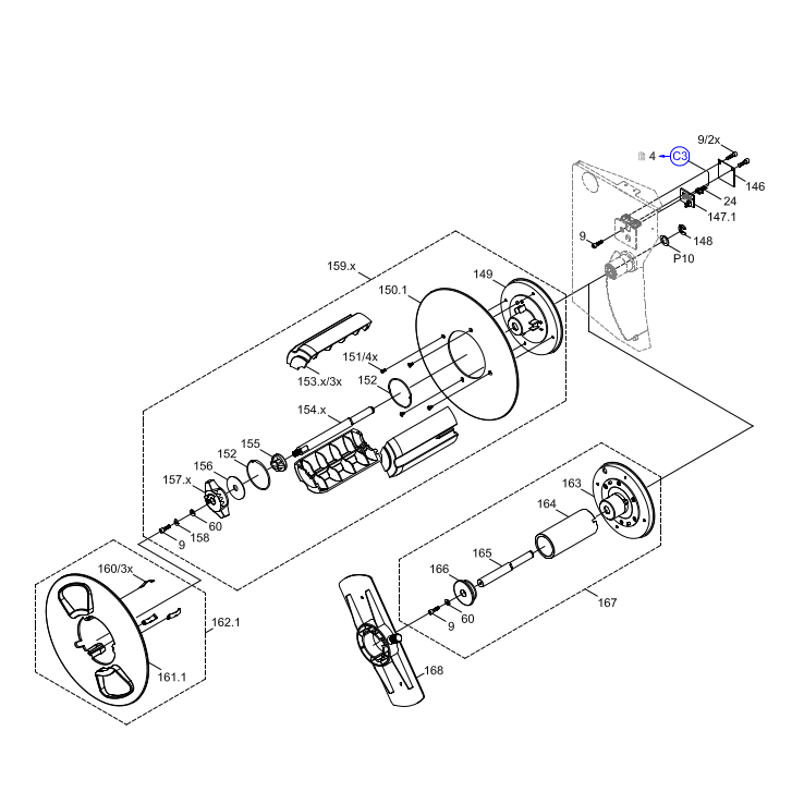 Right Hand Unit - Label Unwinder Hermes -2/-2s